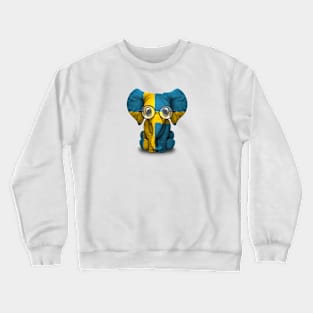 Baby Elephant with Glasses and Swedish Flag Crewneck Sweatshirt